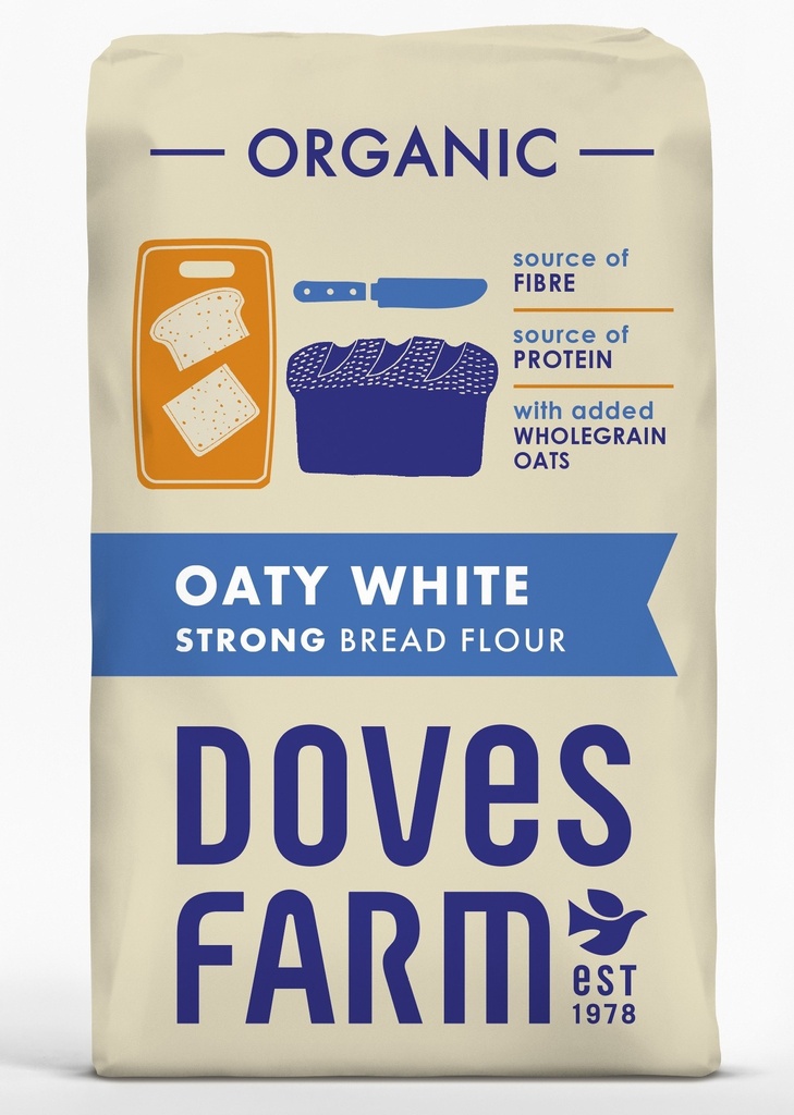 Doves Farm Organic Flour - Strong Oaty White Bread X 5 X 1.5kg