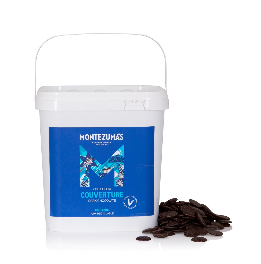 [PRE ORDER] Montezumas Organic Vegan Courverture Chocolate - DARK 74% Tub 3kg