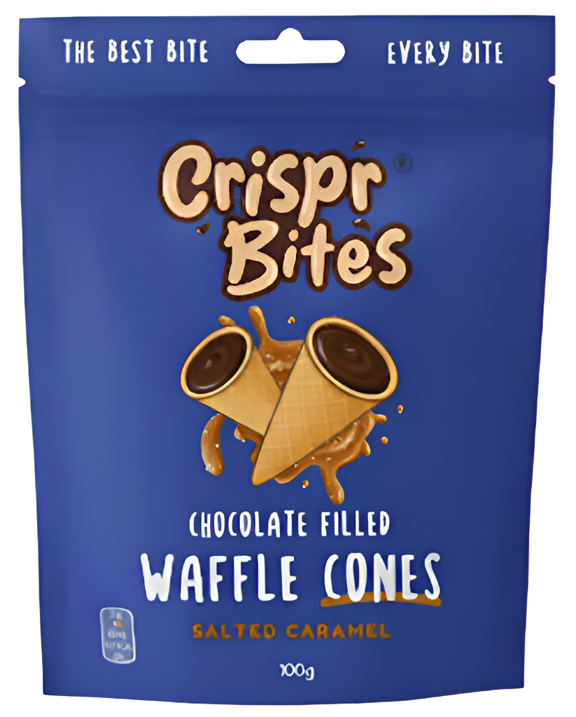 Crispr Bites Waffle Cones - Chocolate Filled Salted Caramel X 9 X 100g