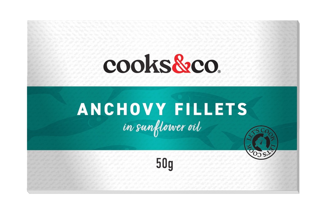 Cooks and Co Anchovy Jars - SMALL Fillets in Sunflower Oil X 10 X 50g