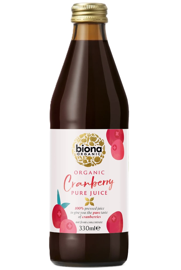 Biona Organic Pressed Fruit Juice - Pure Cranberry X 6 X 330ml