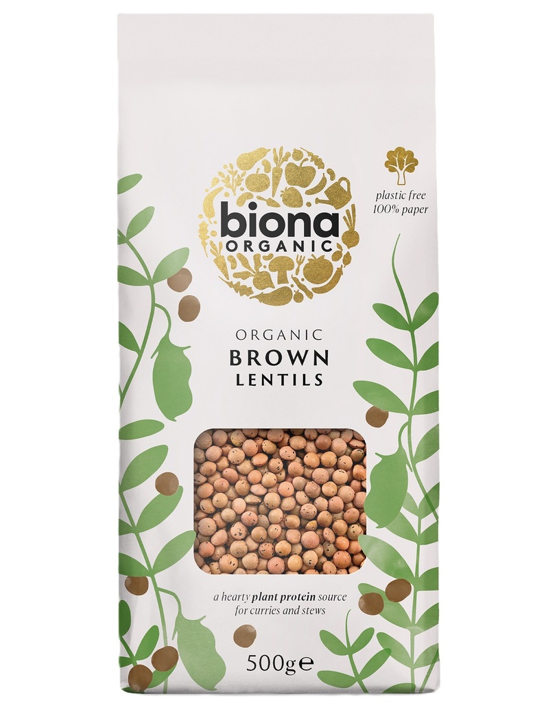 Biona Organic Pulses and Grains - Brown Lentils X 6 X 500g