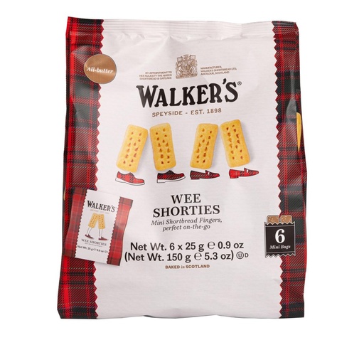 Walkers Wee Shorties Shortbread Biscuits - Mini Fingers X 4 X 150g