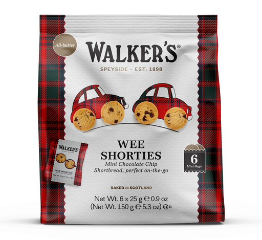 Walkers Wee Shorties Shortbread Rounds - Mini Choc Chip X 4 X 150g