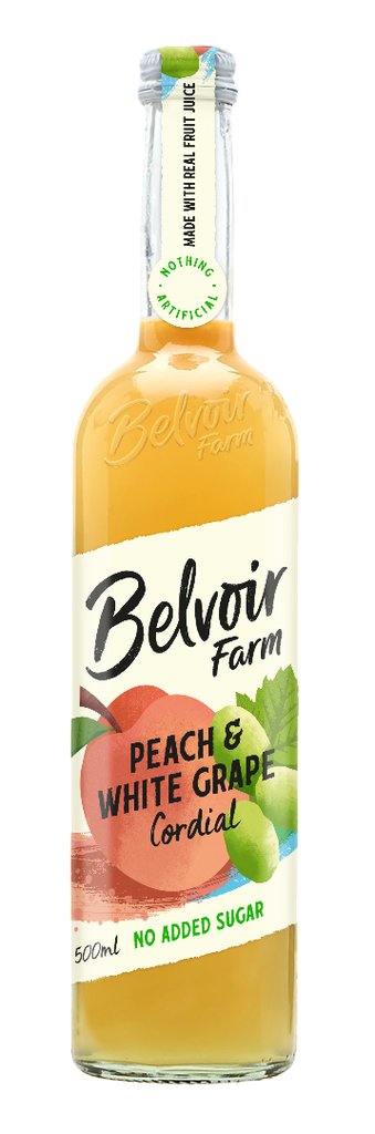 Belvoir Farm No Added Sugar Cordial - Peach and White Grape X 6 X 500ml