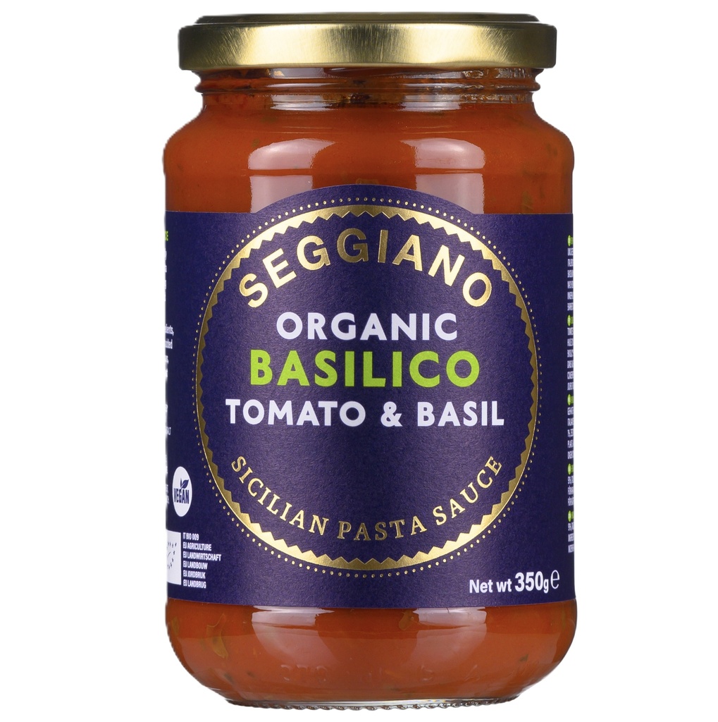 Seggiano Organic Vegan Pasta Sauce - Basilico X 6 X 350g