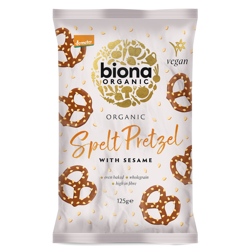 Biona Organic Snacking Pretzel - Spelt with Sesame X 12 X 125g