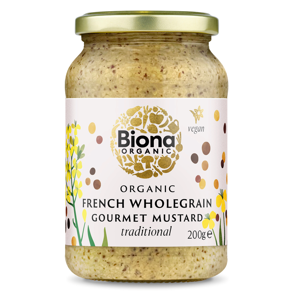 Biona Organic Gourmet Mustard - Traditional French Wholegrain X 6 X 200g