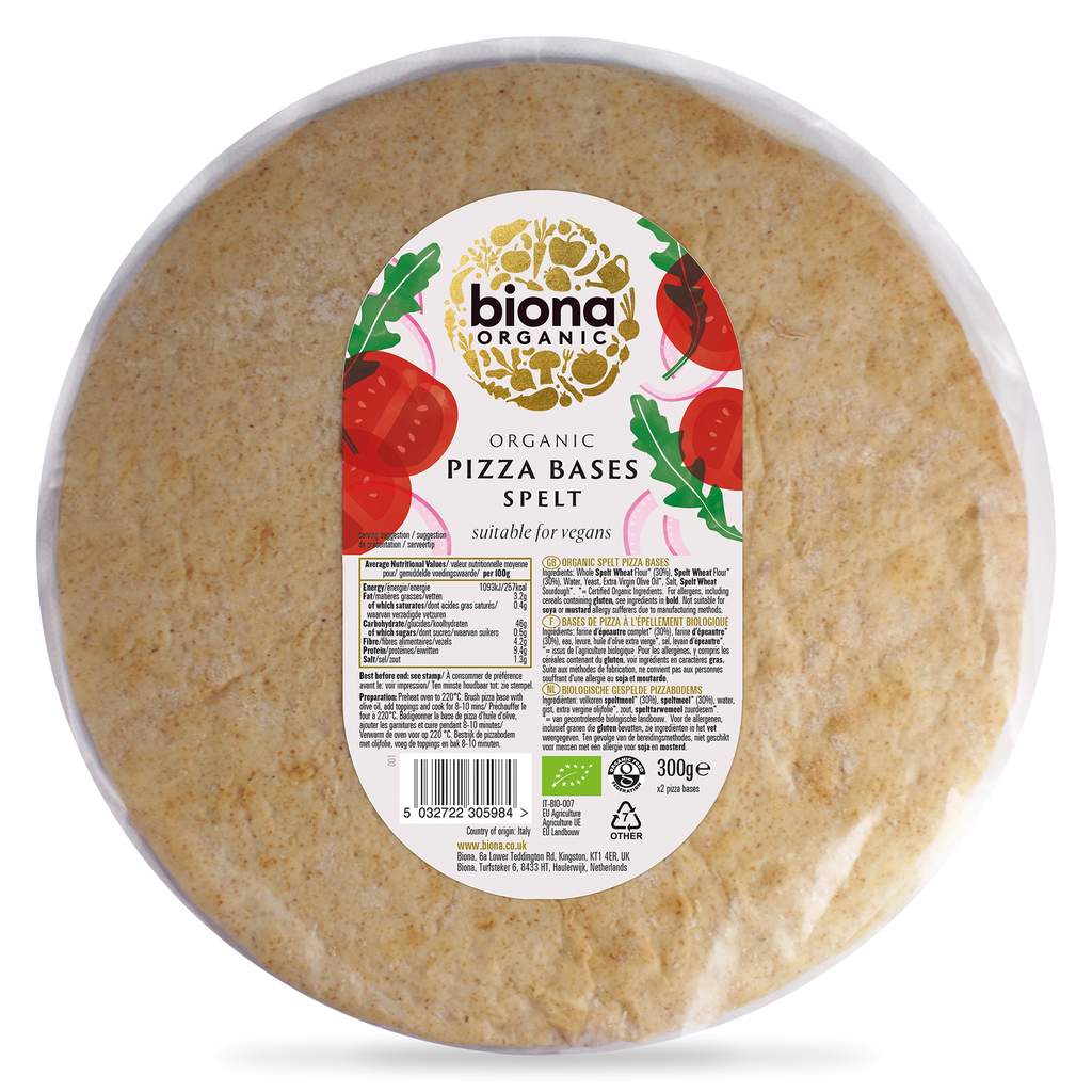 Biona Organic Pizza Base - Spelt X 10 X 300g