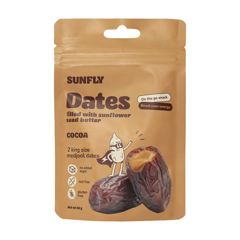 Sunfly Filled Dates with Sunflower Seed Butter - Cocoa X 18 X 60g