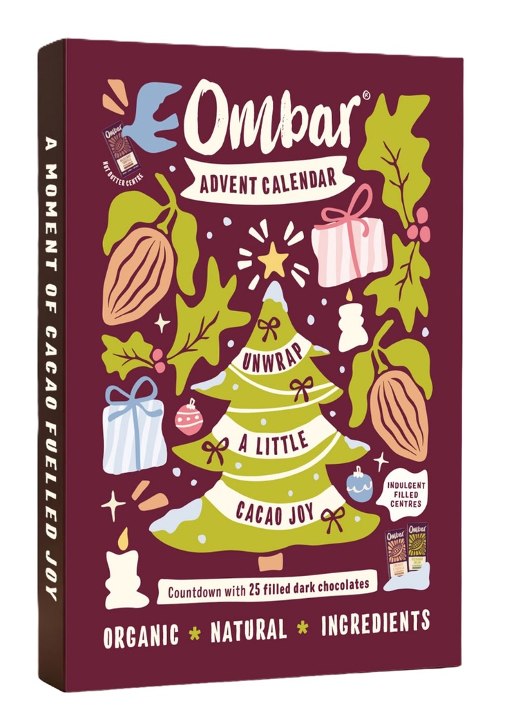 Ombar Organic Advent Calendar XMAS - LARGE Vegan Dark Chocolate 125g