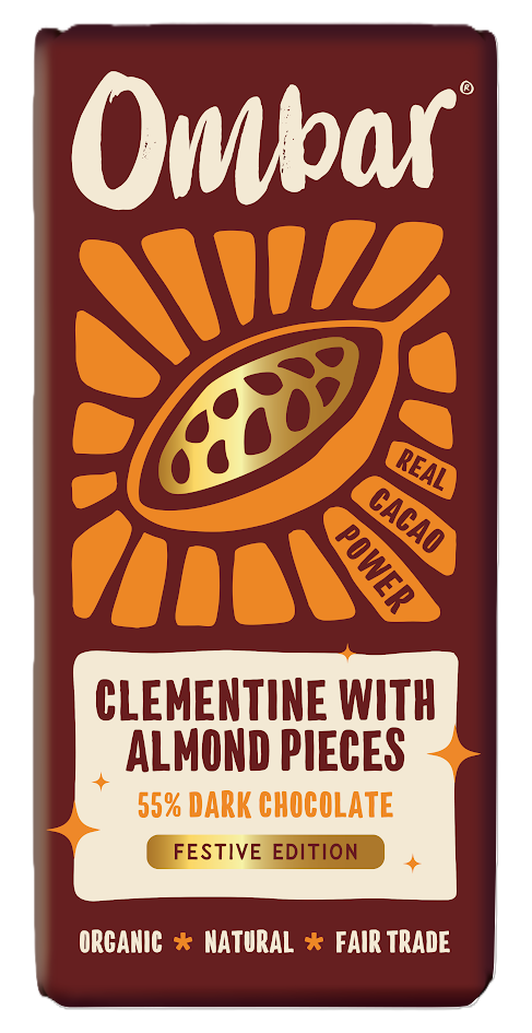 Ombar Organic Vegan XMAS Chocolate - MEDIUM DARK Winter Edition Clementine With Almond X 10 X 70g