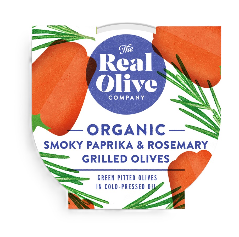 The Real Olive Company - Organic Smoky Paprika and Rosemary Grilled Olives 150g