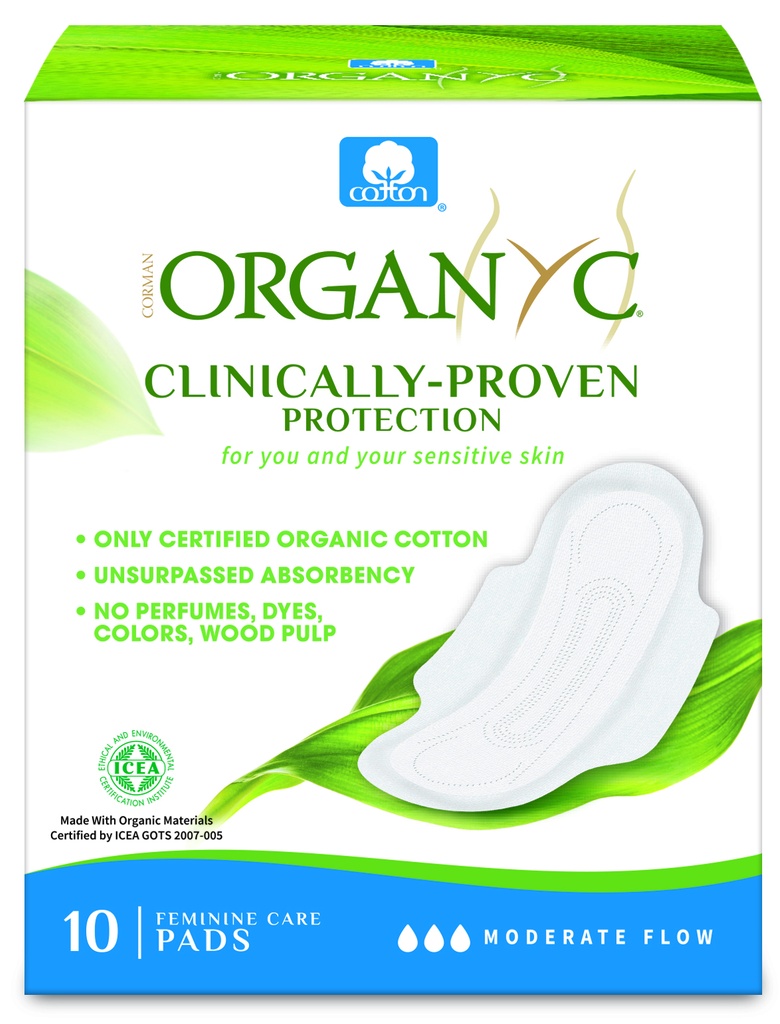 Organyc Sanitary Pads - Moderate Flow 10 pads