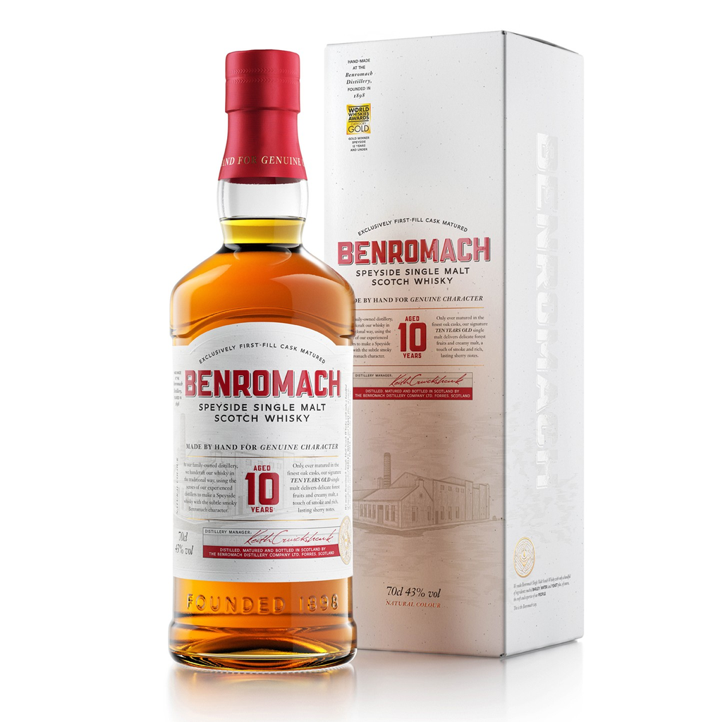 Benromach Scotch Whisky - Speyside Single Malt 10 Years Old 43% ABV 700ml