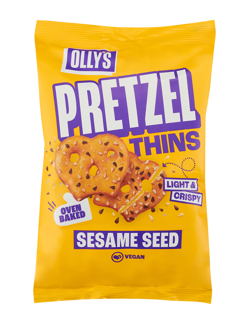 Ollys Pretzel Thins - Sesame Seed X 7 X 140g