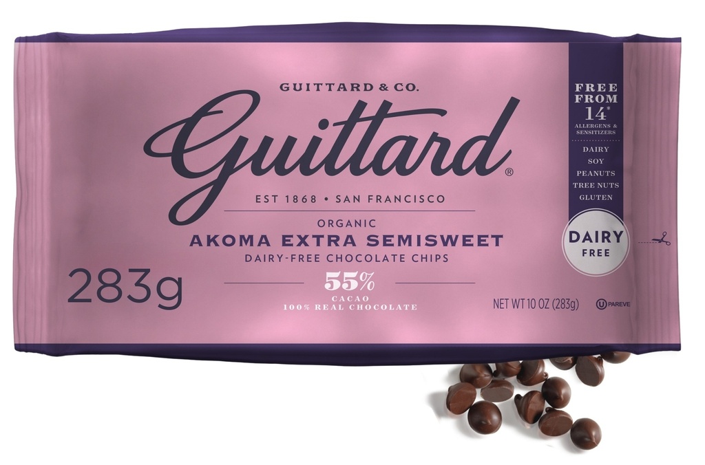 Guittard Organic Baking Chips - Akoma Extra Semisweet 55% Cacao 283g