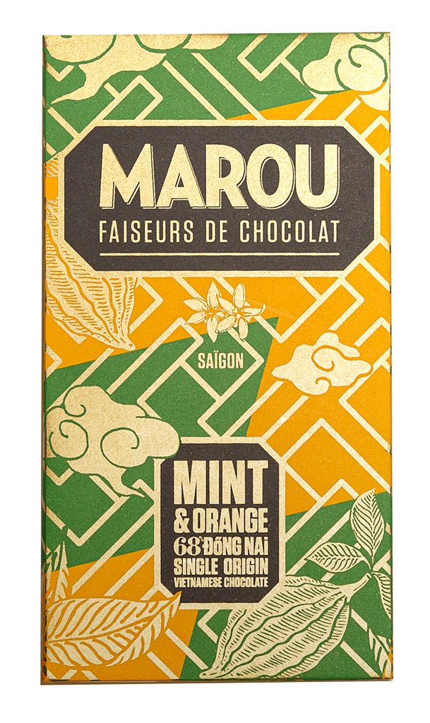 Marou Chocolate Bar - DARK 68% Single Origin Mint & Orange Dong Nai X 10 X 80g