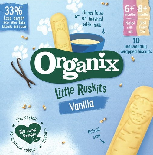 [11449] [10% OFF] Organix Organic Toddler Biscuits - Ruskits Vanilla X 4 X 60g