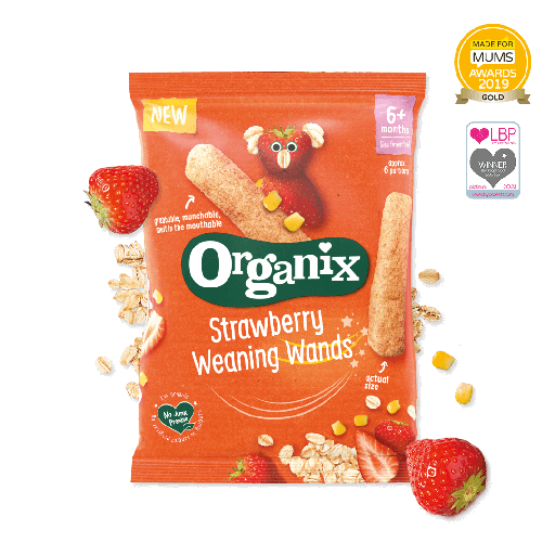 [11684] Organix Weaning Wands - Strawberry Weaning Wands X 5 X 25g