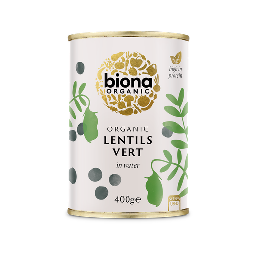 [3498] Biona Organic Veg & Pulse Cans - Lentils Vert X 6 X 400g