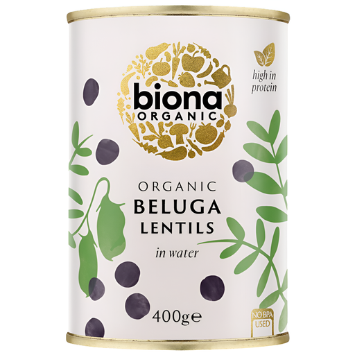 [4336] Biona Organic Veg & Pulse Cans - Lentils Beluga X 6 X 400g