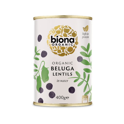 [4336] Biona Organic Veg & Pulse Cans - Lentils Beluga X 6 X 400g