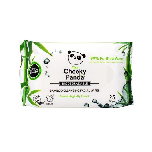[11307] [50% OFF] Cheeky Panda Bamboo Facial Wipes - Unscented 25 wipes