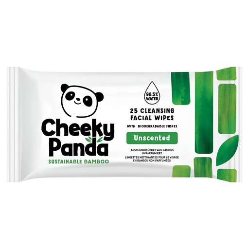 [11307] Cheeky Panda Bamboo Facial Wipes - Unscented 25 wipes