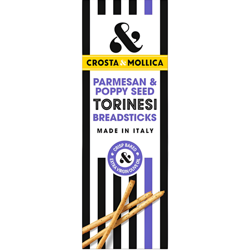[11332] Crosta and Mollica Grissini Torinesi - Parmigiano Reggiano & Poppyseed X 12 X 120g