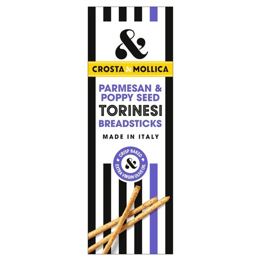 [11332] Crosta and Mollica Grissini Torinesi - Parmigiano Reggiano & Poppyseed X 12 X 120g
