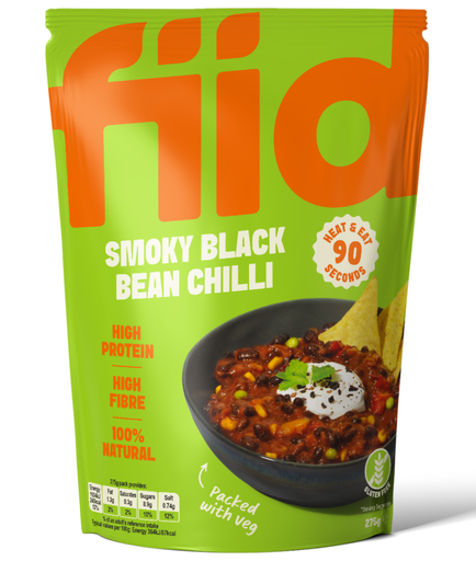 [9894] Fiid Vegan Ready Meals - Black Bean Chilli X 8 X 275g