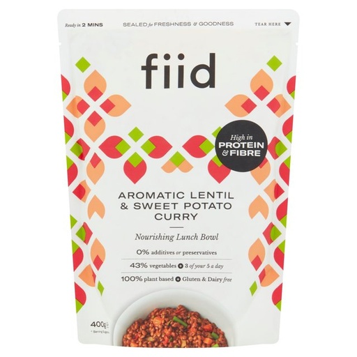 [9896] [20% OFF] Fiid Vegan Ready Meals - Lentil & Sweet Potato Curry X 8 X 275g