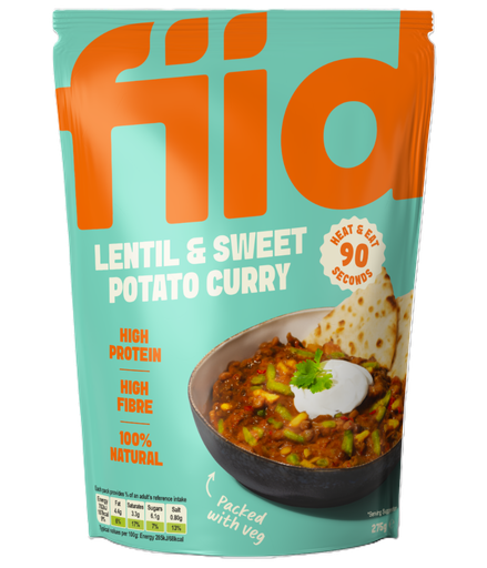 [9896] Fiid Vegan Ready Meals - Lentil & Sweet Potato Curry X 8 X 275g