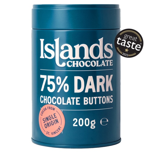 [12886] Islands Chocolate - 75% Dark Chocolate Buttons 200g
