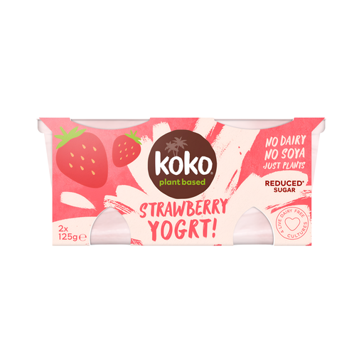 [6677] Koko Dairy Free Coconut Yoghurt - Strawberry (2x125g) 250g