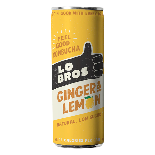 [11380] [15% OFF] Lo Bros Kombucha - CAN Ginger & Lemon X 12 X 250ml