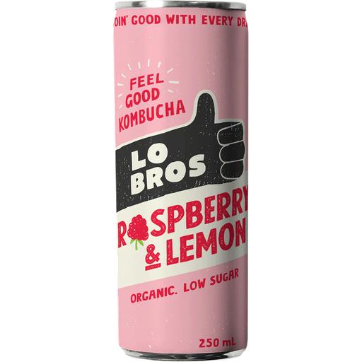 [11381] [15% OFF] Lo Bros Kombucha - CAN Raspberry & Lemon X 12 X 250ml