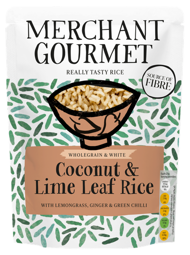[12454] Merchant Gourmet Microwaveable Rice - Coconut and Lime Leaf Rice X 6 X 250g