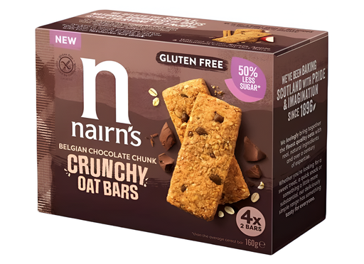 [11317] Nairns Gluten Free Oat Bars - Belgian Chocolate Chunk N9775 X 10 X 160g