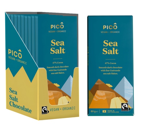 [11392] Pico Organic Vegan Chocolate - Sea Salt Chocolate X 10 X 80g