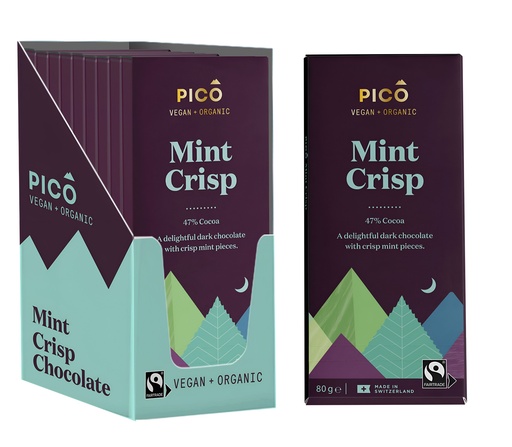 [11393] Pico Organic Vegan Chocolate - Mint Crisp Chocolate X 10 X 80g