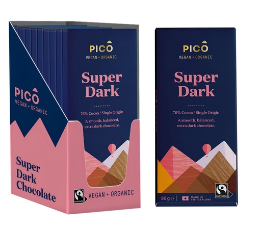 [11395] Pico Organic Vegan Chocolate - Super Dark Chocolate X 10 X 80g