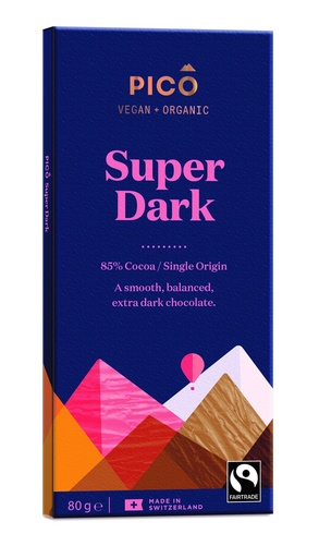 [11395] Pico Organic Vegan Chocolate - Super Dark Chocolate X 10 X 80g