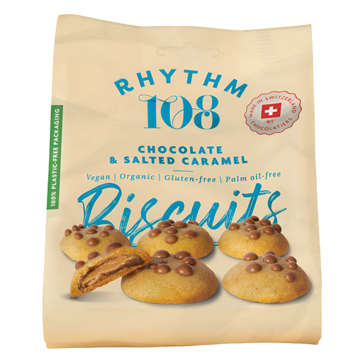 [13633] Rhythm 108 Vegan and GF Biscuits - Chocolate Salted Caramel Share Bag X 8 X 135g
