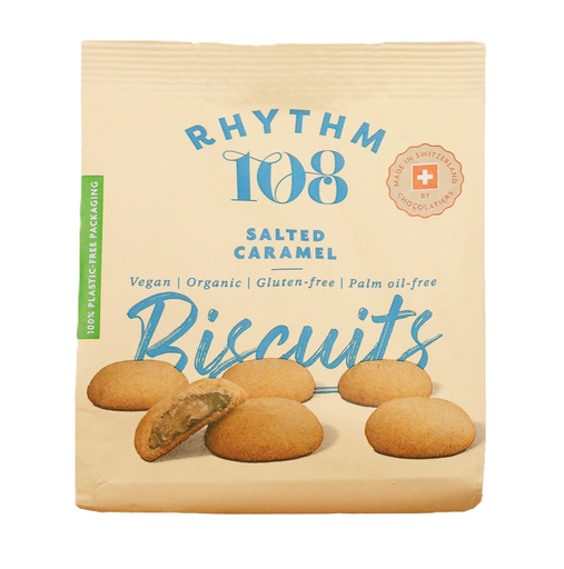 [13633] Rhythm 108 Vegan and GF Biscuits - Salted Caramel Share Bag X 8 X 135g