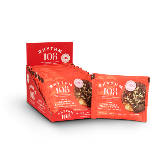 [12824] Rhythm 108 Vegan Soft-Baked Cookies - Chocolate Peanut Butter X 12 X 50g