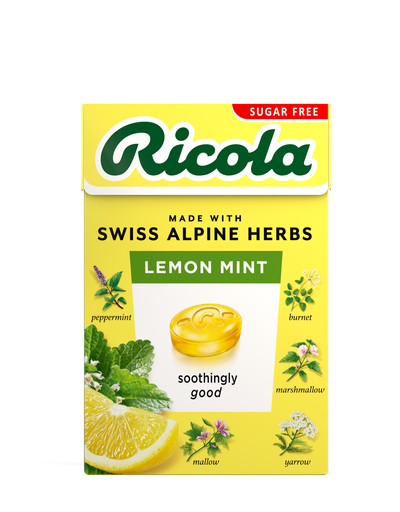 [13185] Ricola Sugar Free Cough Drops - BOX Lemon Mint X 20 X 45g