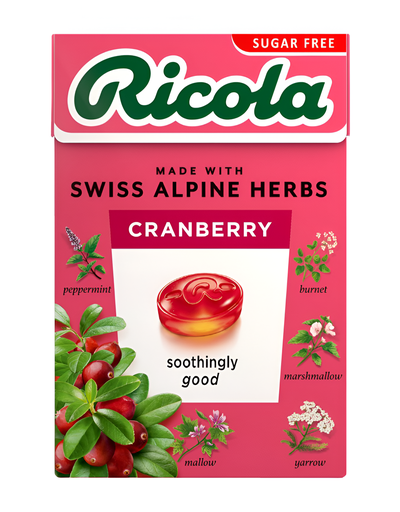 [13186] [15% OFF] Ricola Sugar Free Cough Drops - BOX Cranberry X 20 X 45g