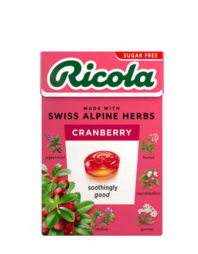 [13186] Ricola Sugar Free Cough Drops - BOX Cranberry X 20 X 45g